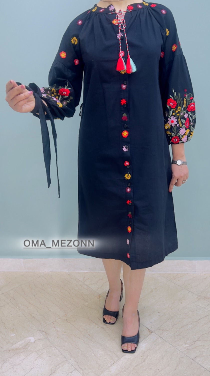 تونیک مشکی جلوباز گلدوزی